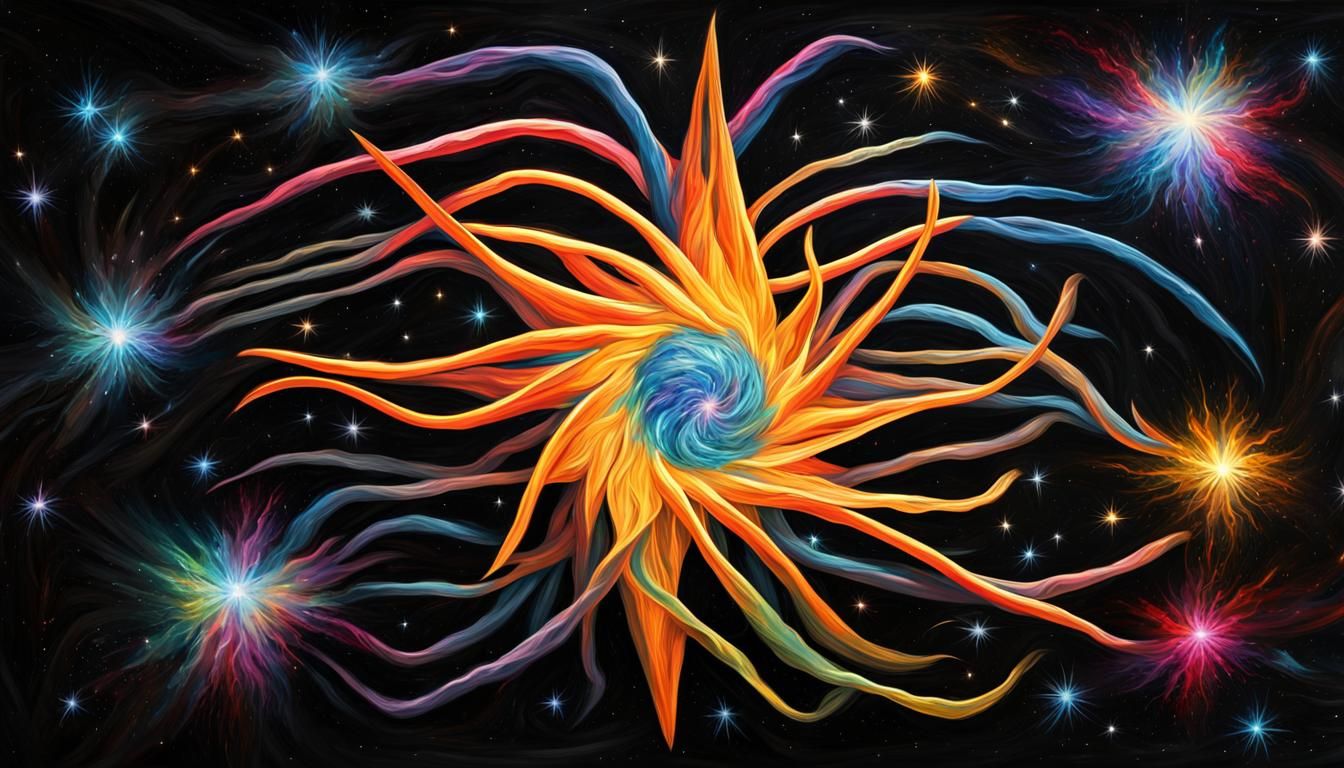 Electromagnetic Star in Vivid Impasto Oil Paint
