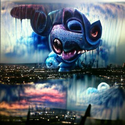 Detailed Digital Painting of Stitch