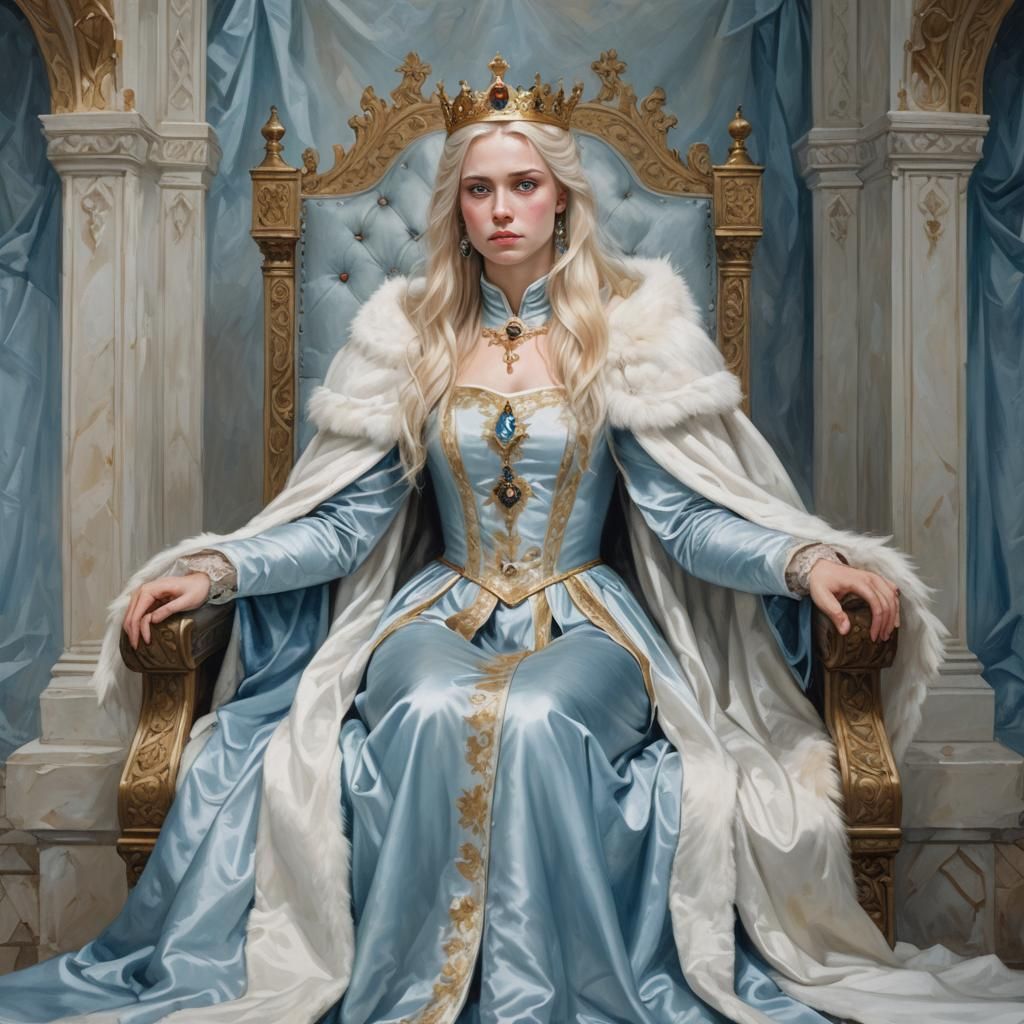 Medieval Princess on a Throne Oil Painting