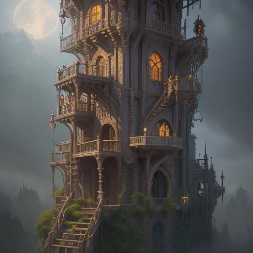 Rapunzel in Tower: Epic Digital Matte Painting