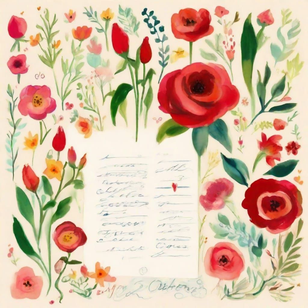 Vintage Envelope with Elegant Calligraphy and Crimson Kiss