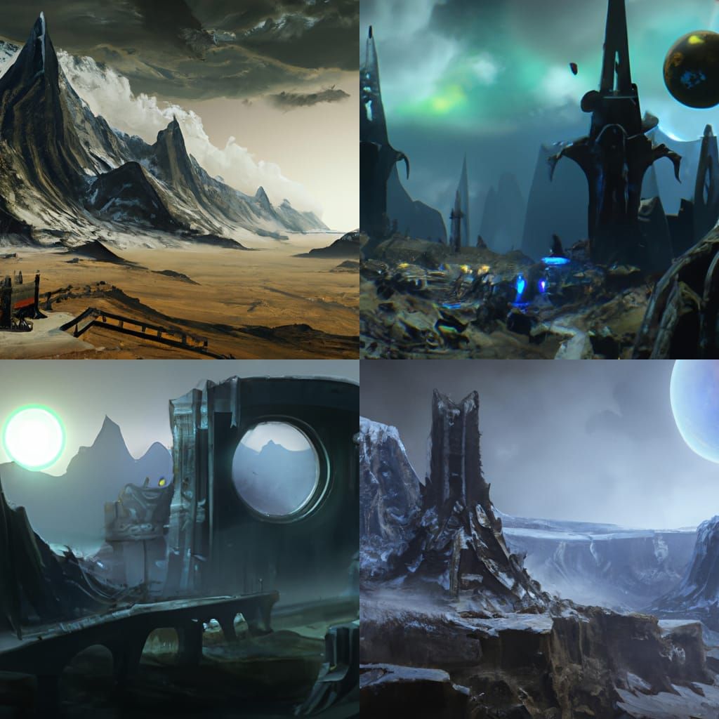 Dark Sci-Fi Horror Landscape Painting