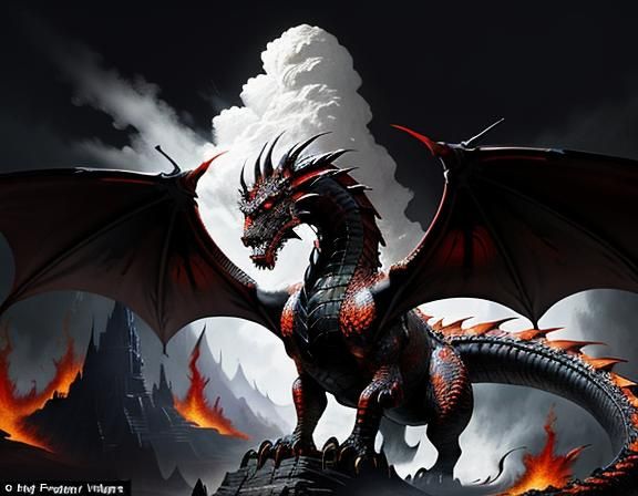 Fiery Dragon in Dynamic Fantasy Art Style