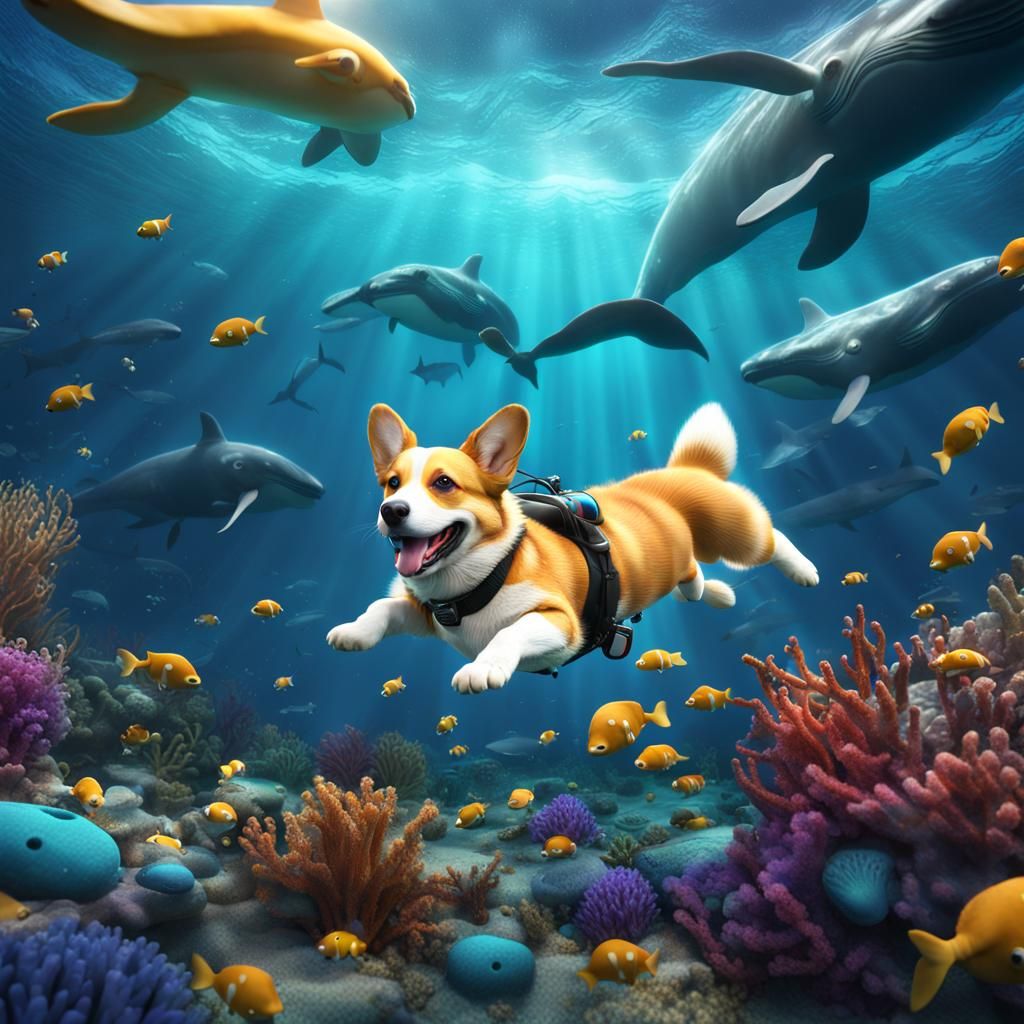 Corgi's Deep Dive Adventure: An Ocean Fantasy