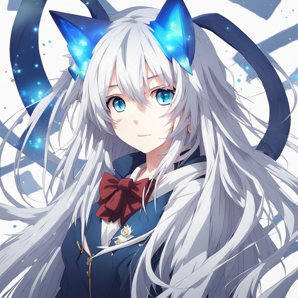 Anime Girl with Cat Ears in Manga Style