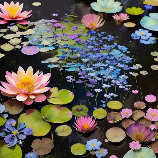 Iridescent Swamp Flowers Floating in the Wind