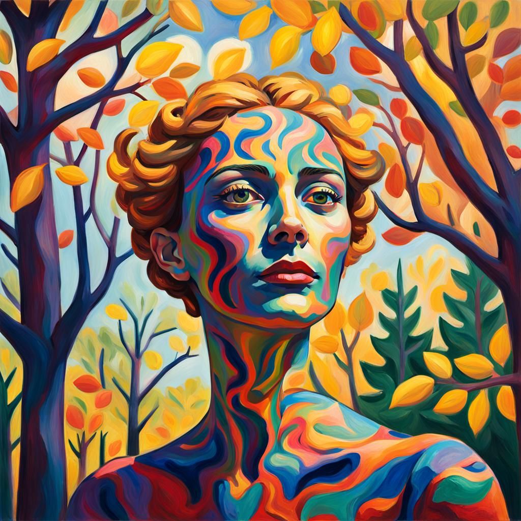 Enchanting Alien Woman Portrait in Fauvist Style