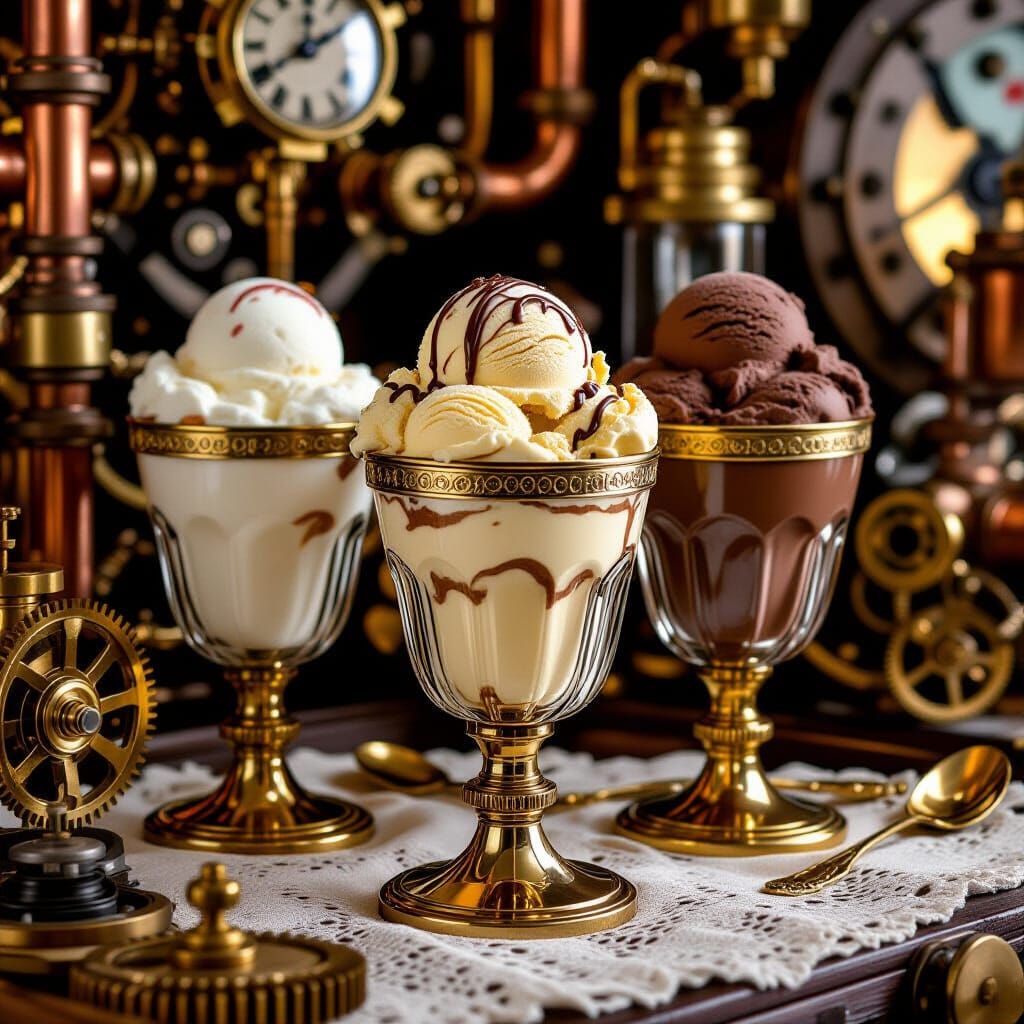 Steampunk Ice Cream with Gears and Clockwork