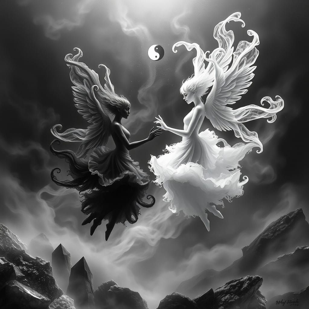 Ethereal Beings of Harmonious Duality in Monochromatic Mysti...