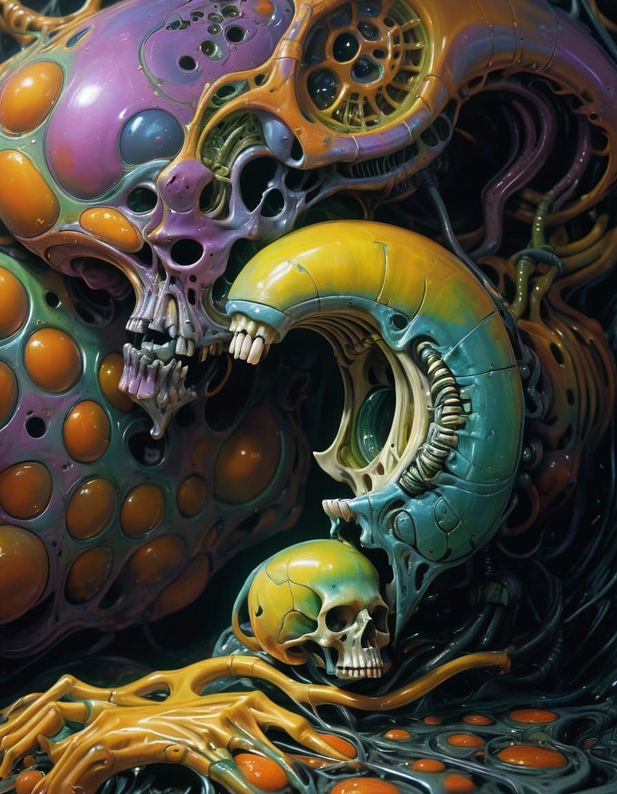 Biomechanical Horror in Iridescent Hues