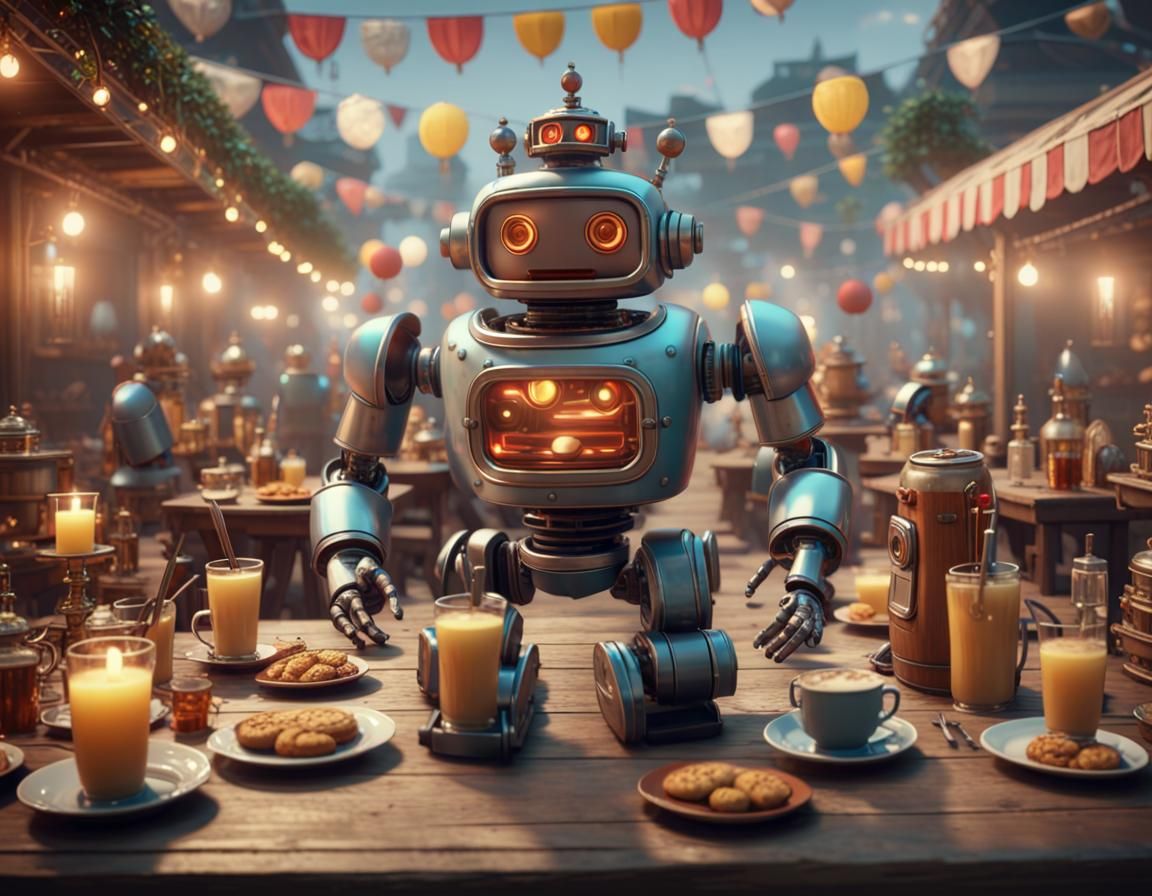 Victorian Robot Hosts a Vintage Tea Party