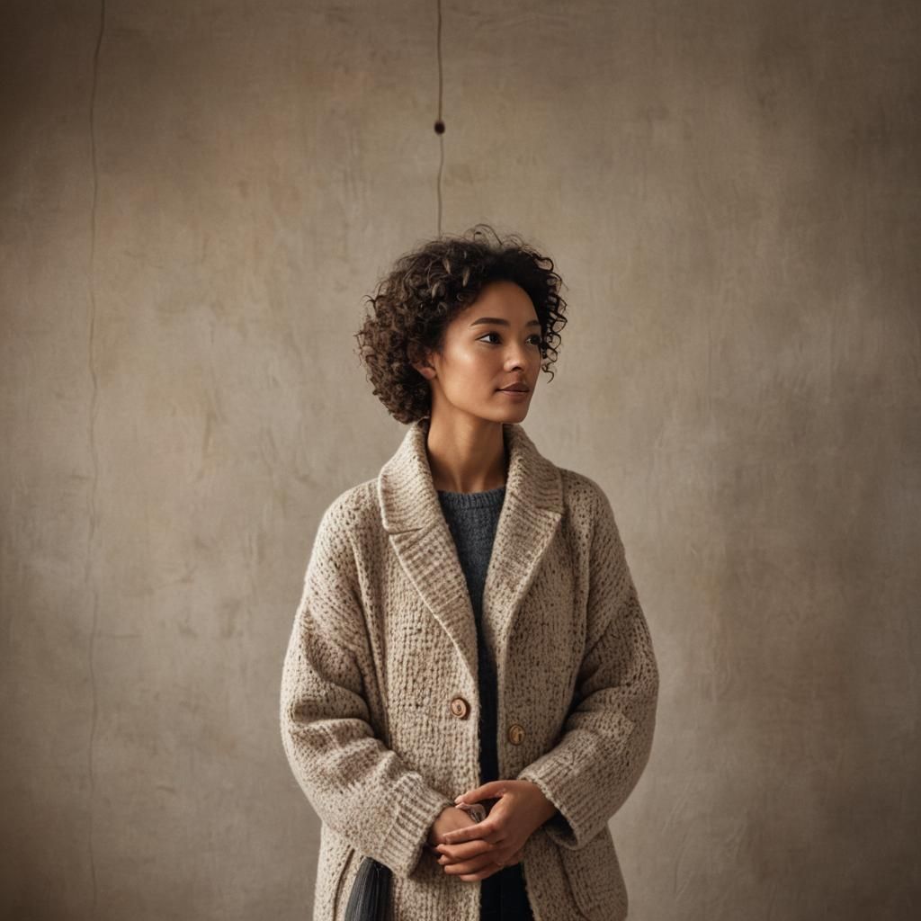 Rustic Woolen Portrait in Warm, Natural Light