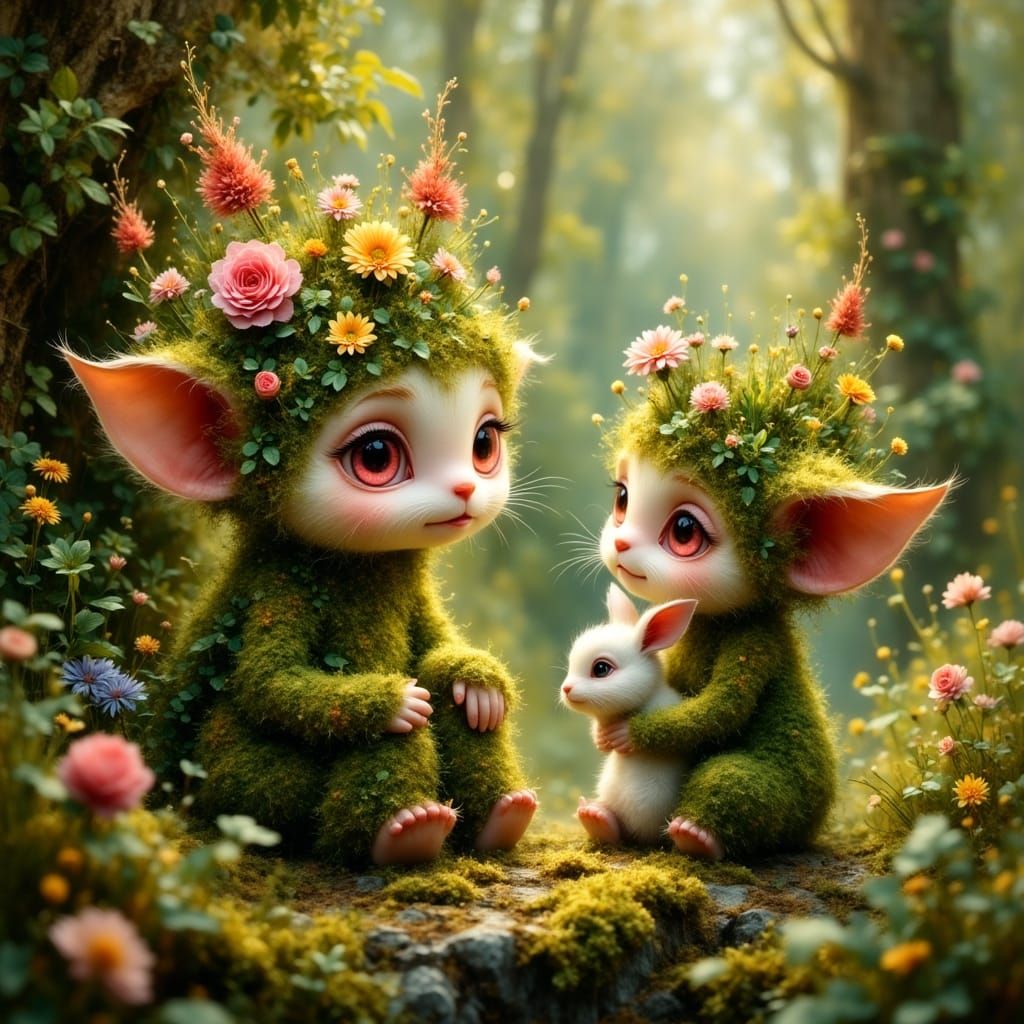 Whimsical Forest Friends in Ethereal Splendor