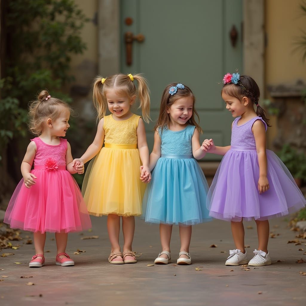 Joyful Girls Dancing: Hyperrealistic Cinematic Portrait