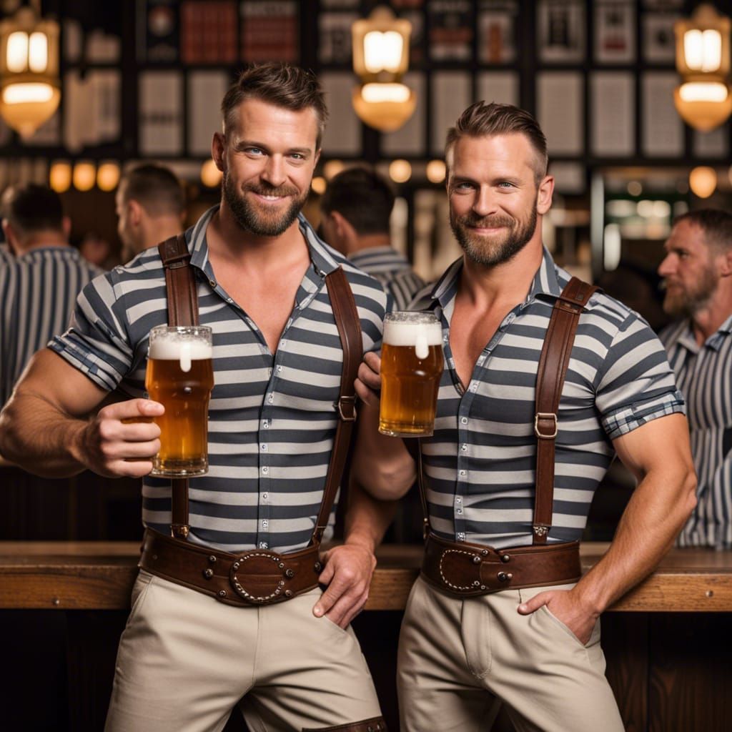 Handsome Men Enjoying Beer in a Hall