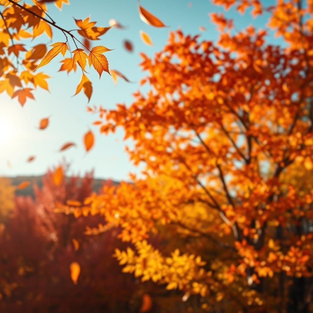 Vibrant Autumn Foliage Golden Hour Landscape