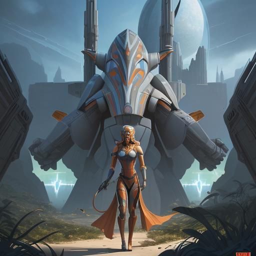 Ahsoka Tano Comic Art with Floating Machines