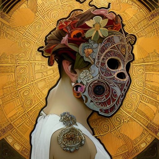 Day of the Dead Mask in Art Nouveau Style