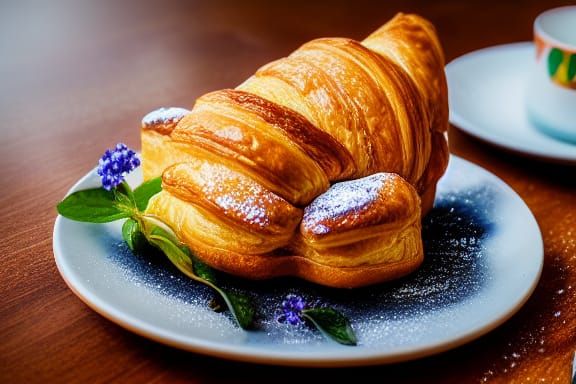 Hyperrealistic Croissant with Matcha Ice Cream