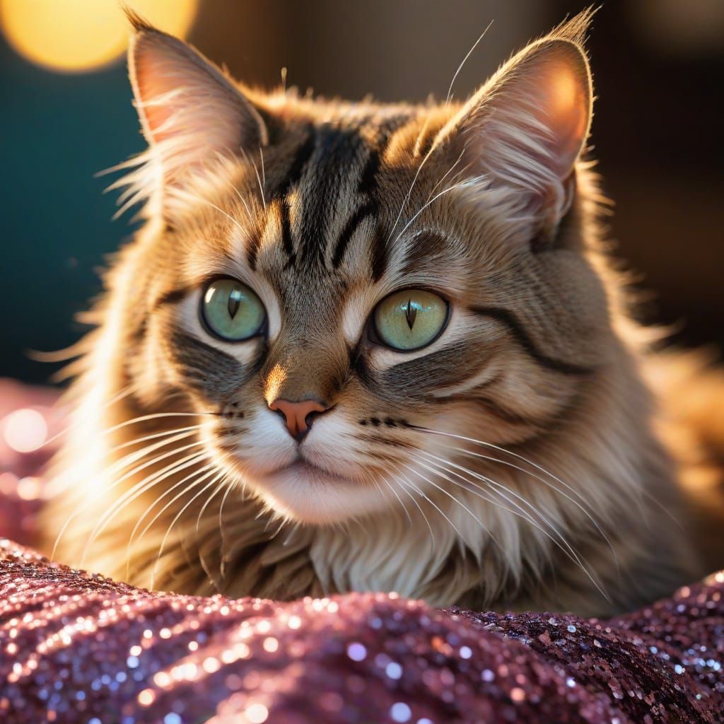 Sparkling Feline Form in Vibrant Pastel Hues