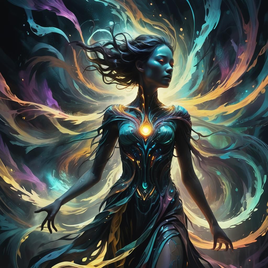 Ethereal Being in a Dark Mystical Realm