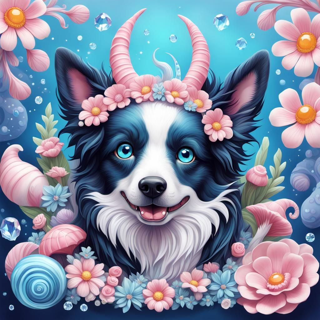 Hyper-Realistic Kawaii Border Collie Snail