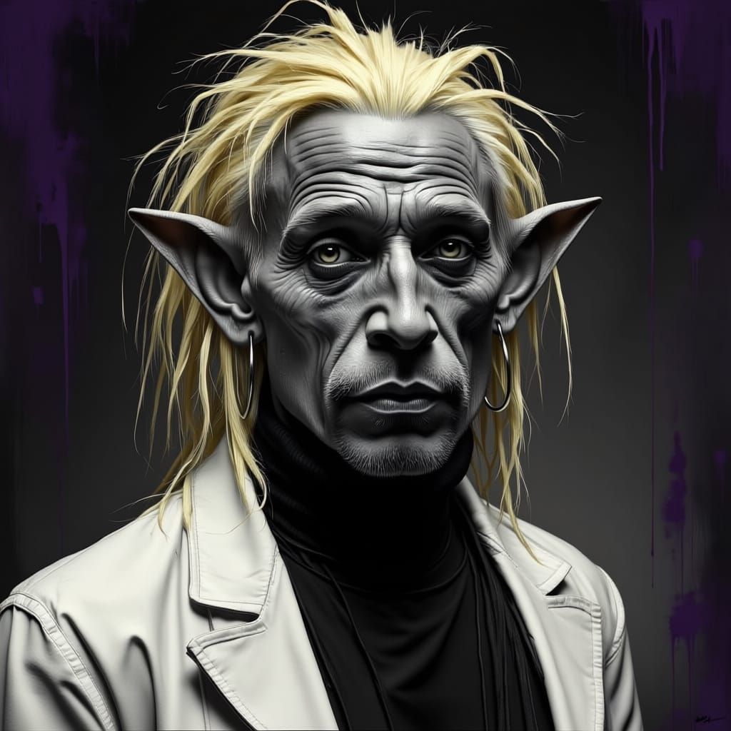 Dark Fantasy Portrait of a Grey-Skinned Being