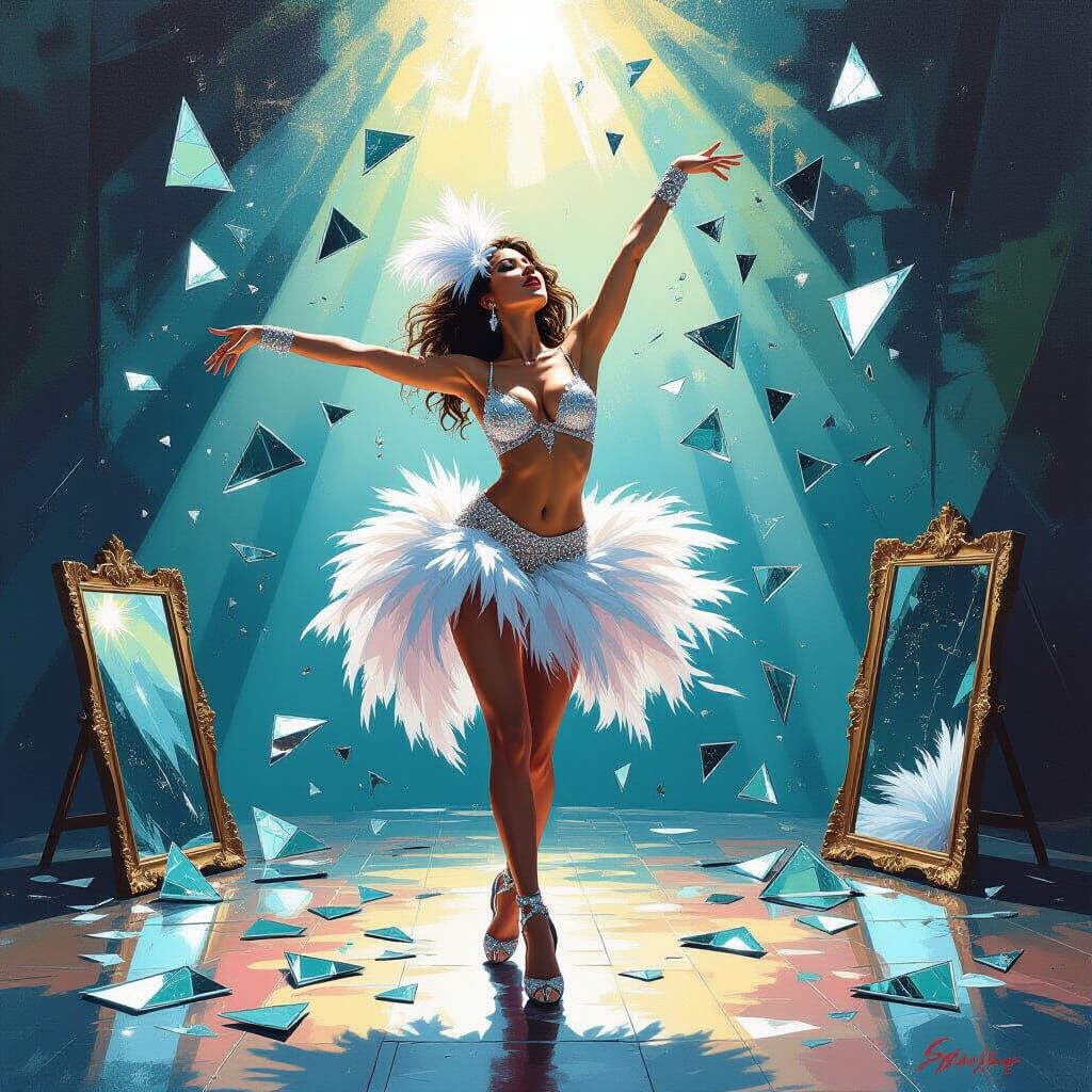 Glamorous Cabaret Dancer in Gouache Impressionism