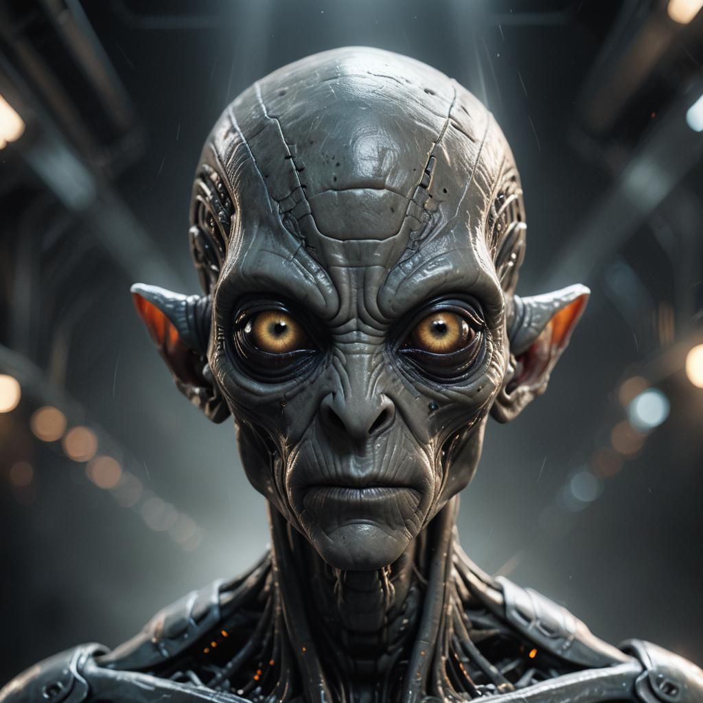 Sci-Fi Portrait of a Small Gray Alien