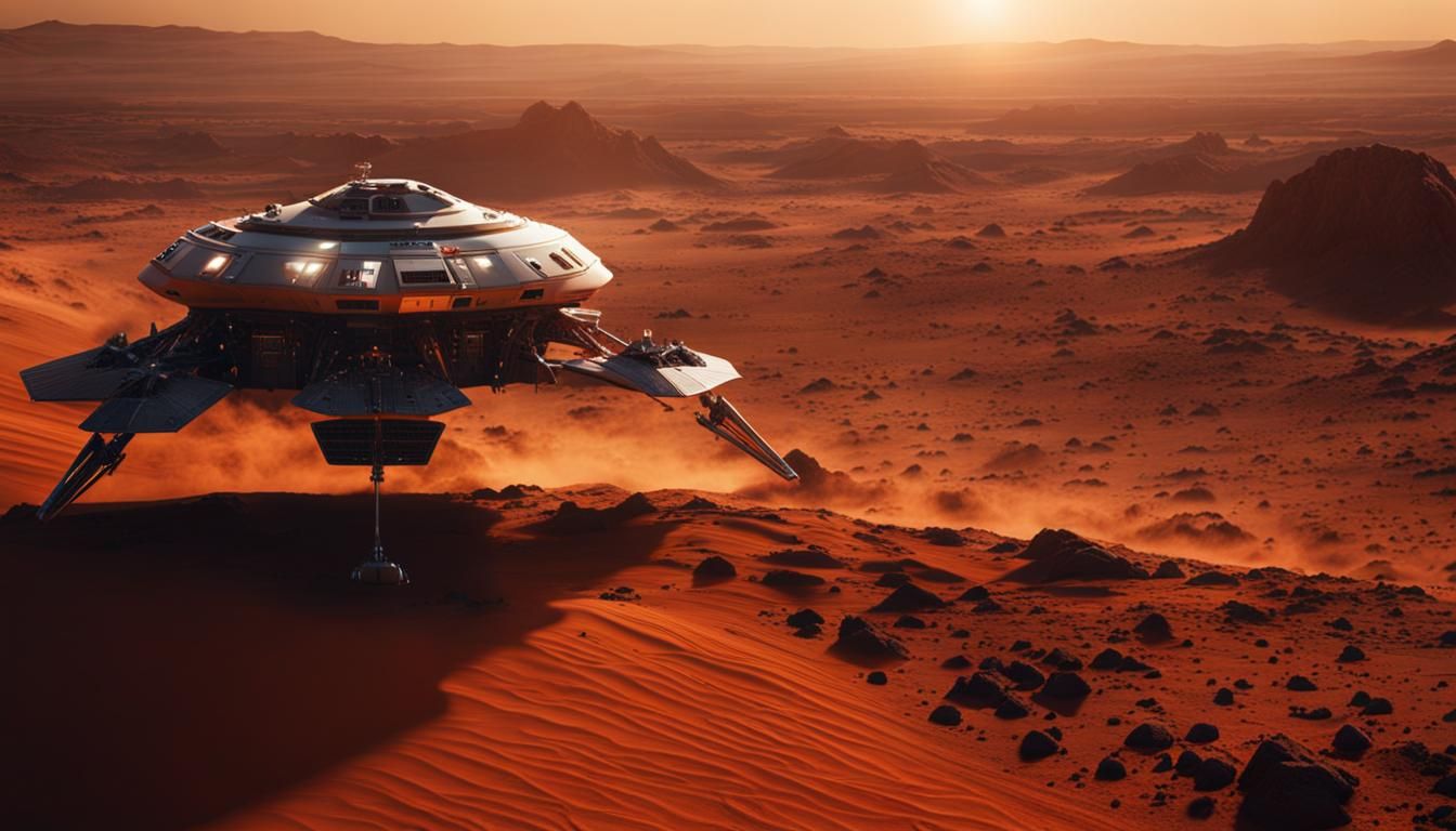 Spaceship Landing on Mars: Hyperrealistic Photography