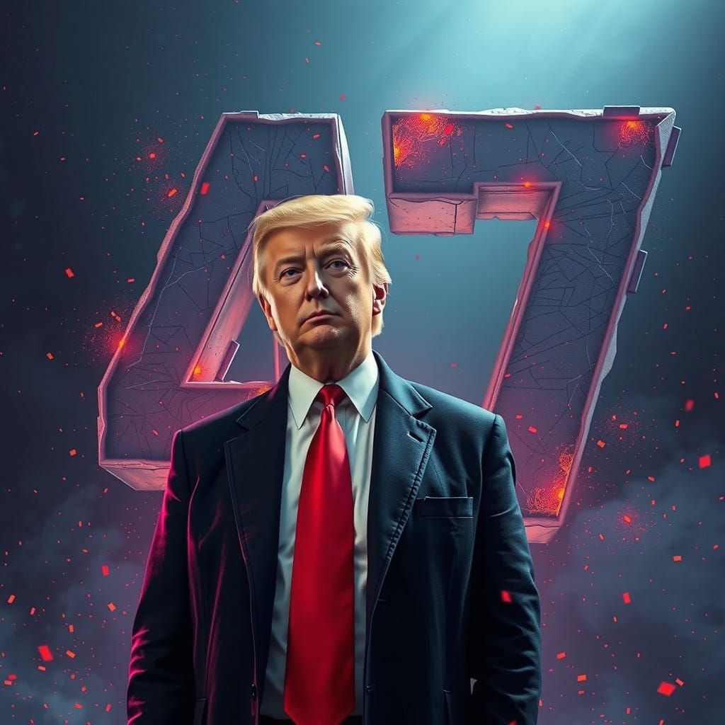 Epic Trump Portrait Against a Dramatic Backdrop