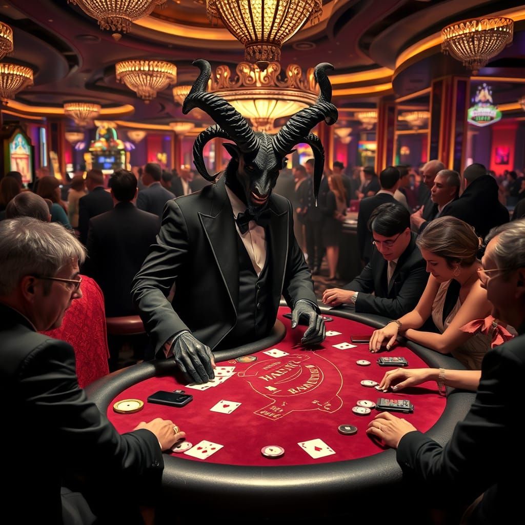 Krampus: High-Stakes Casino Dealer in Dark Fantasy Glamour