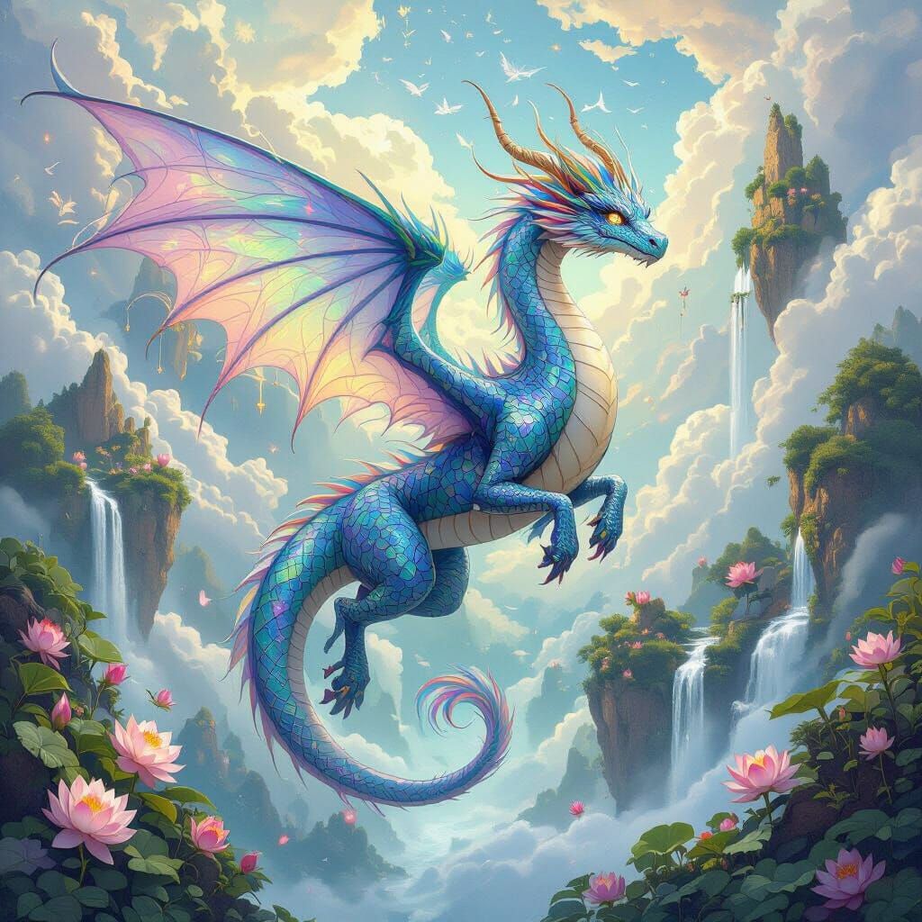 Ethereal Spirit Dragon Soaring Through Dreamscape