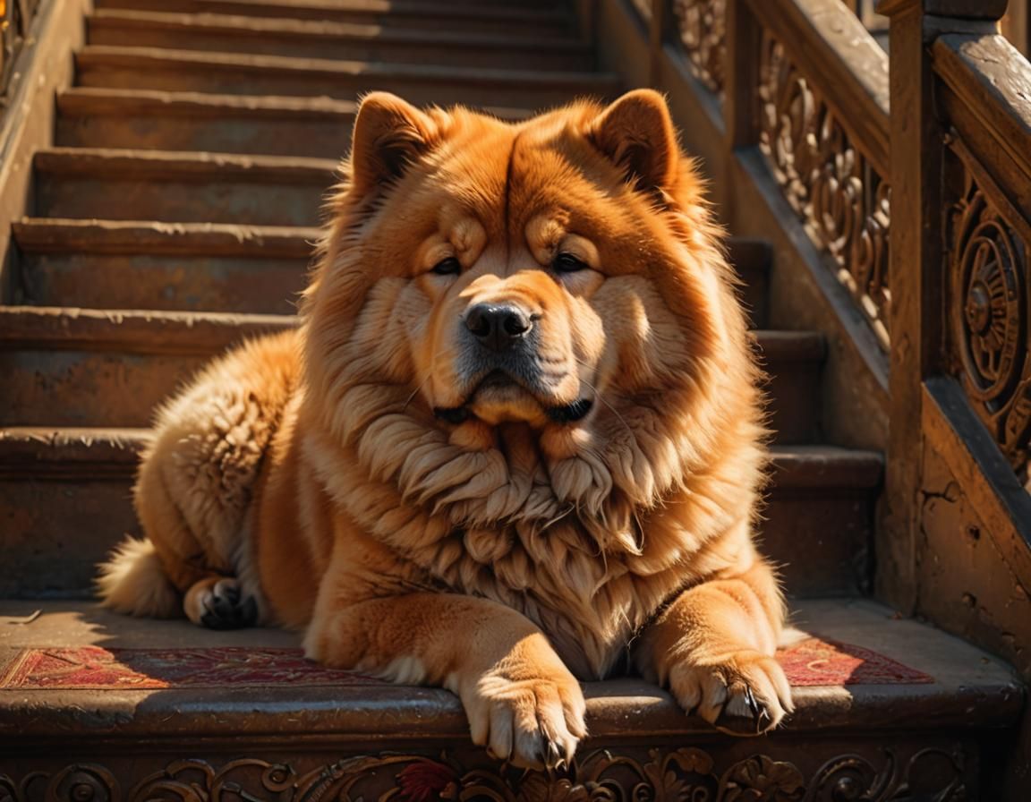 Adorable Chow Chow Sleeping: Hyperrealistic Concept Art