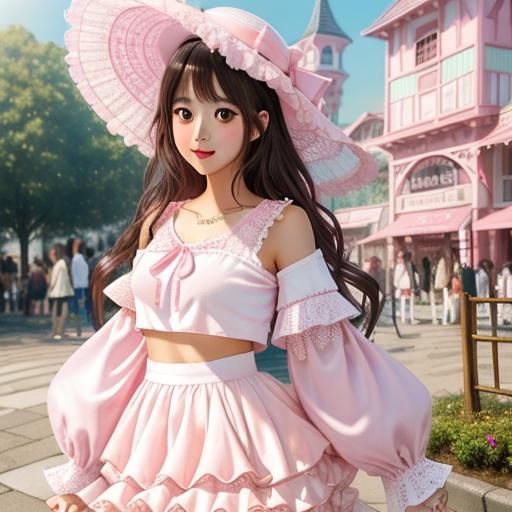 Brunette in Pink Sweatshirt: Hyper-Realistic Digital Illustr...