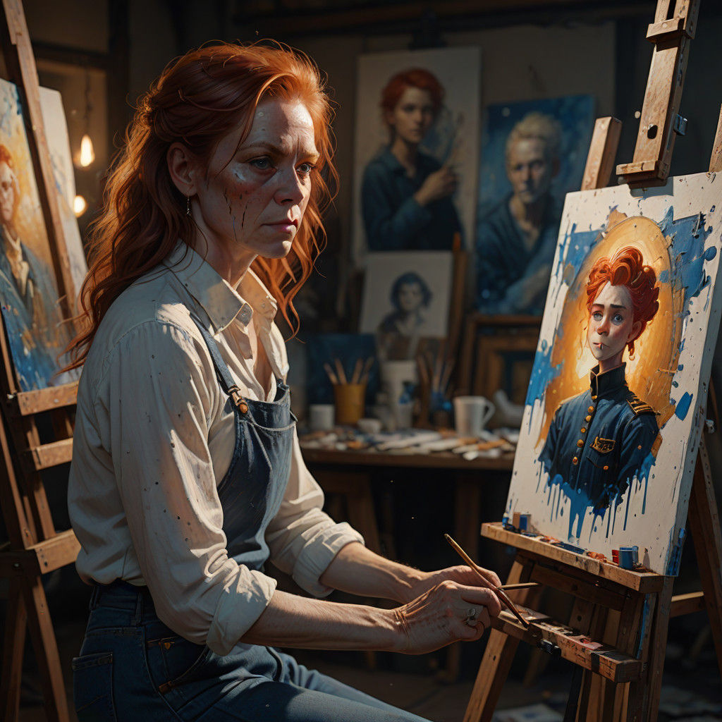 Fantasy Portrait Artist Lost in Creative Magic