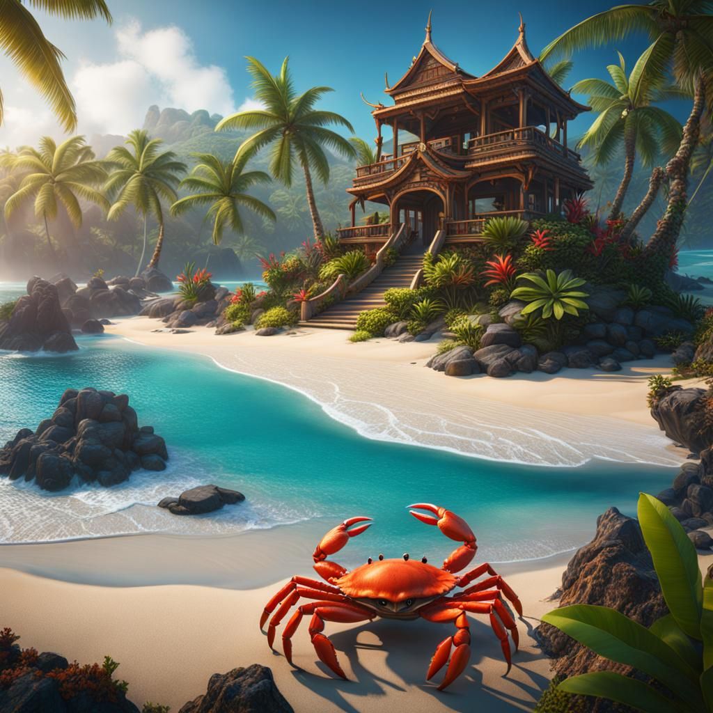 Tropical Beach Crab in Detailed Matte Painting