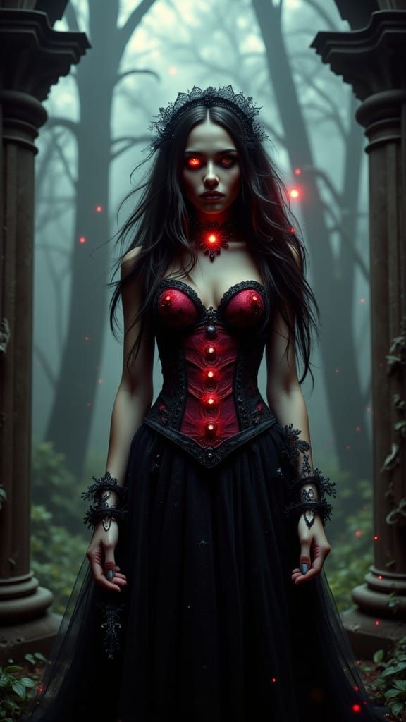 Haunted Red Riding Hood in Gothic Ruins