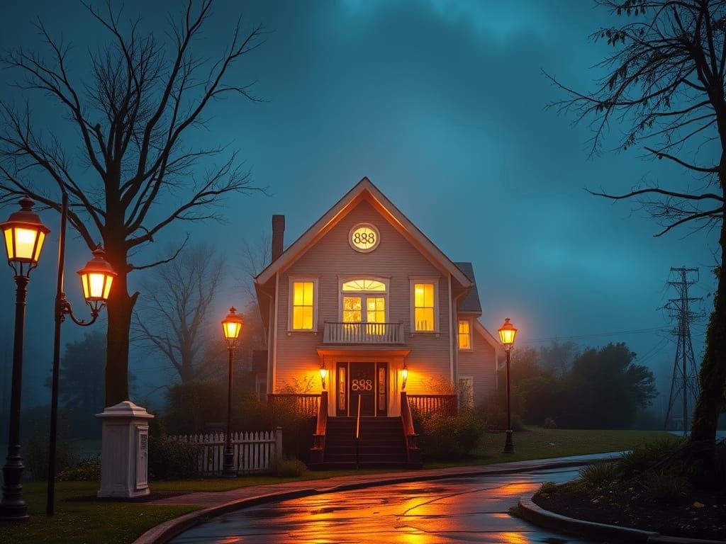 Ethereal Abandoned Mansion on a Misty Hillside