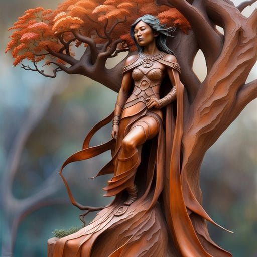 Bronze Sculpture of Dignified Asian Woman