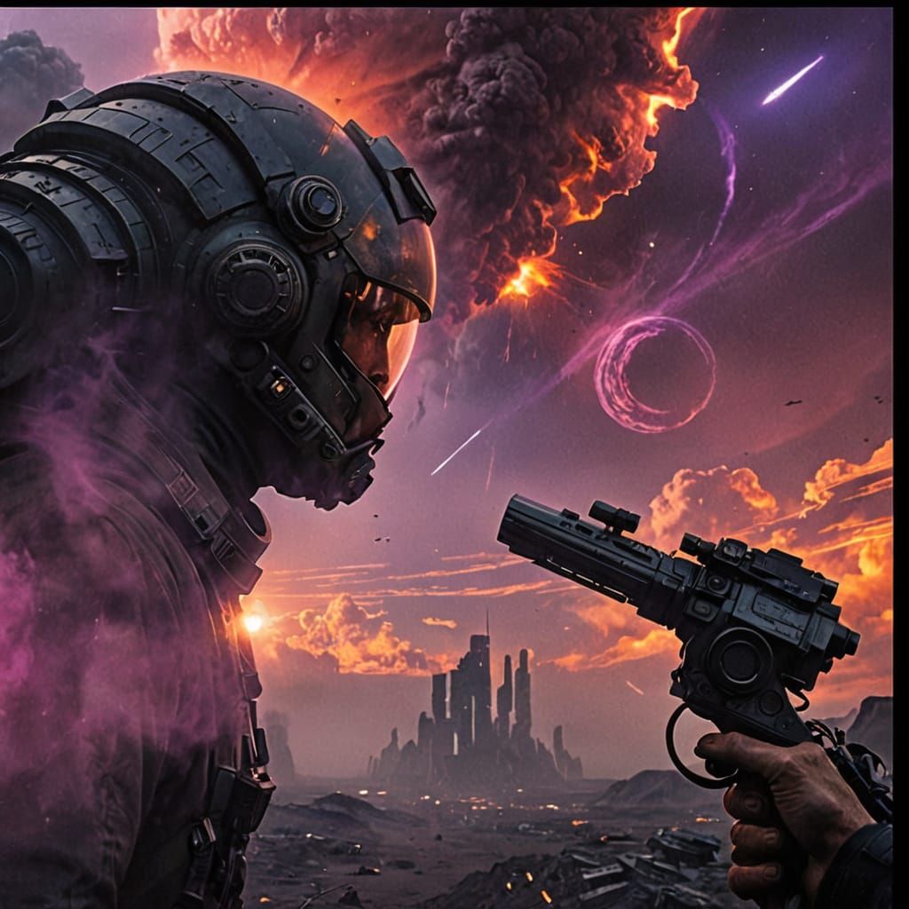 Epic Astronaut Standing at the Edge of a Barren Cliffside