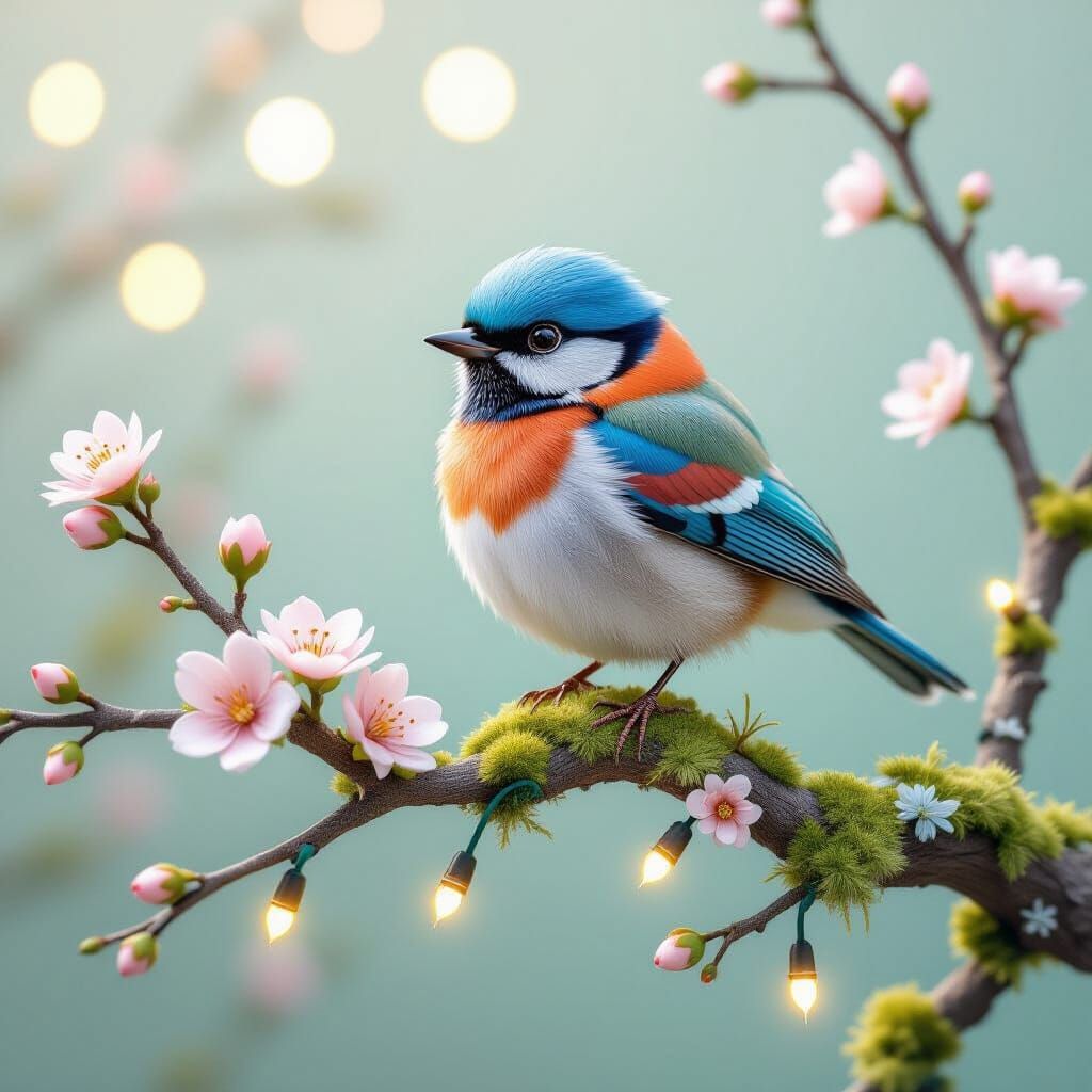 Plush Fabric Name Ghazal with Bird in 3D Rendered Style