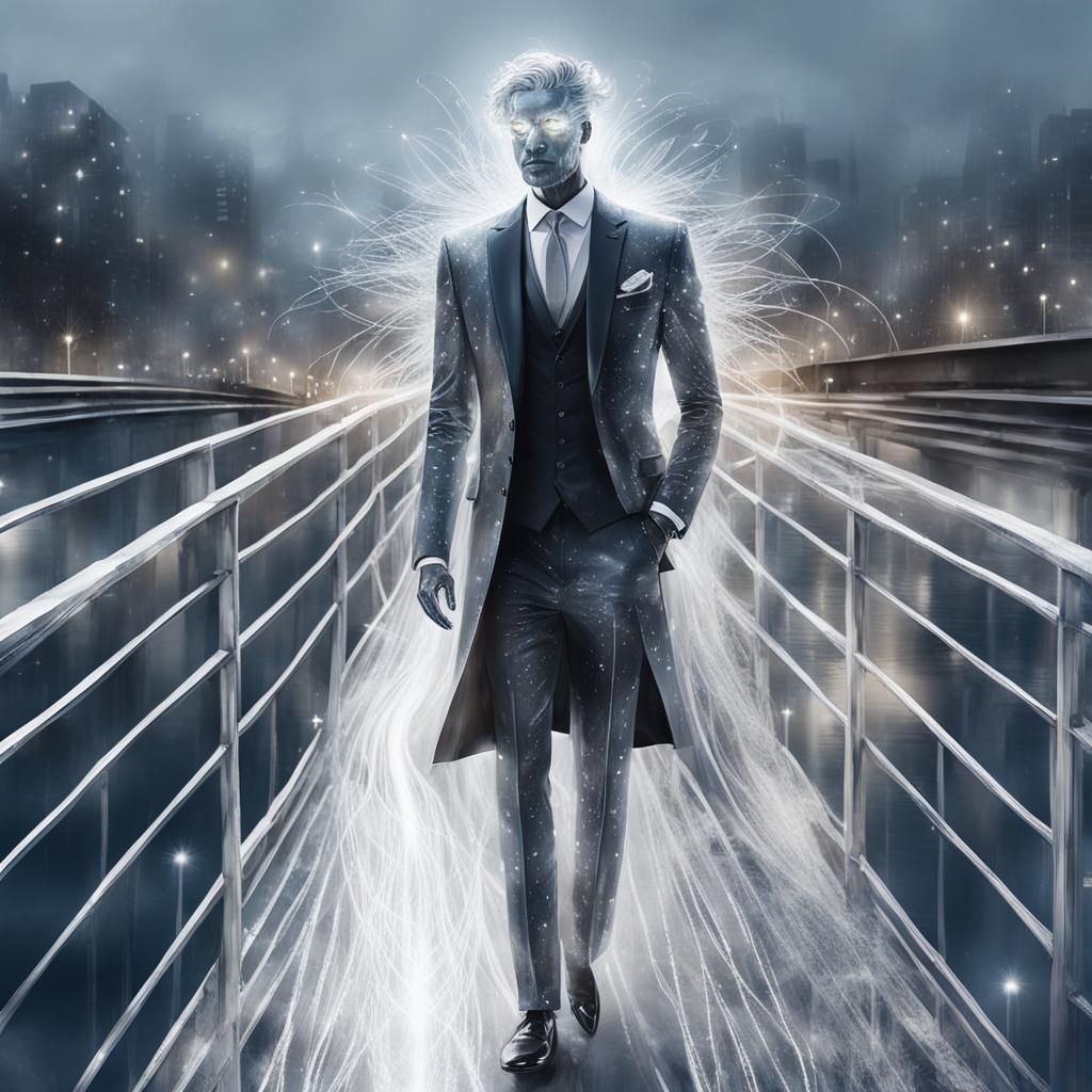 Silver Thread Man on Bridge: Anime Style