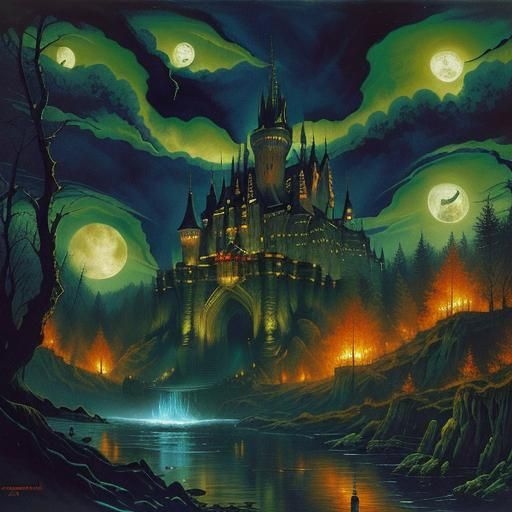 Dracula's Castle: Occult Landscape Illustration