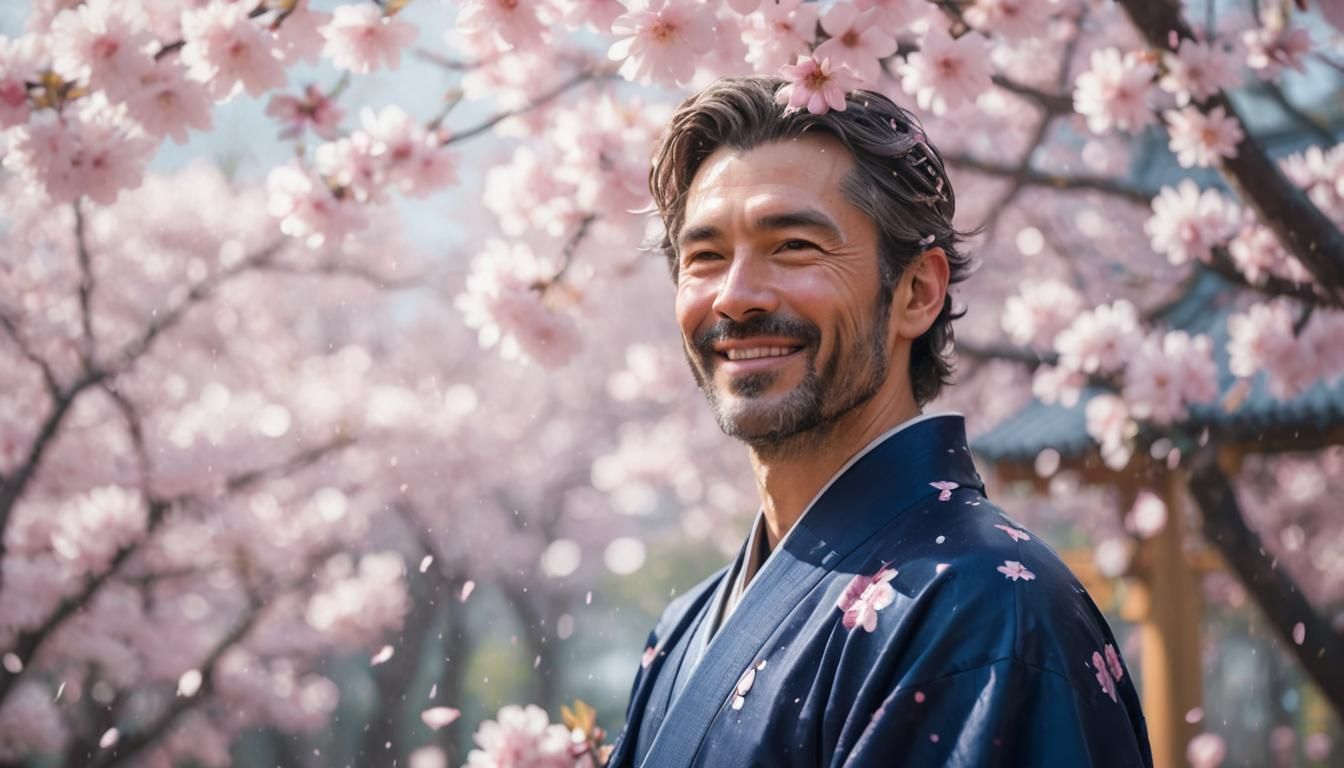 Sakura Kimono Portrait in Art Nouveau Style