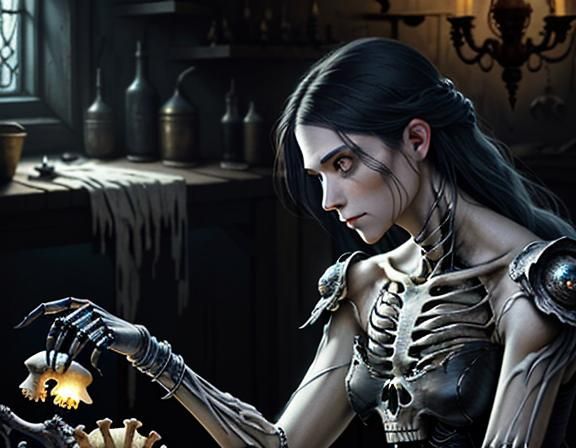 Furry Skeleton Bone Repair in Dark Fantasy Style