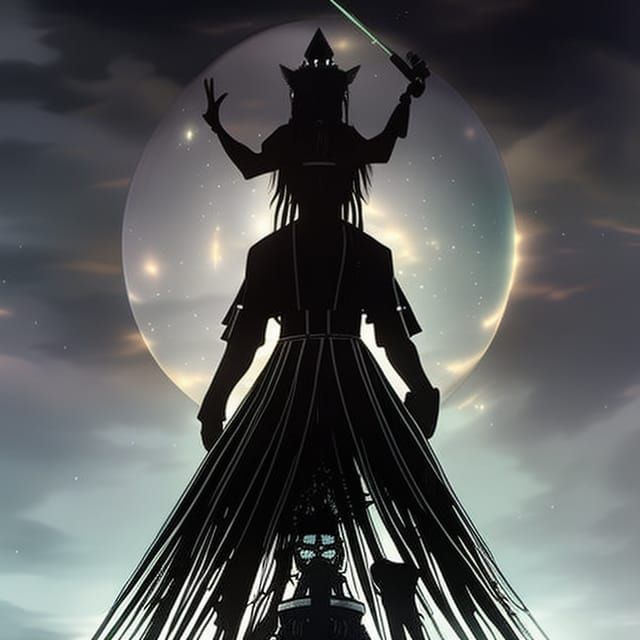 Techno-Voodoo Priest in Hyperdimensional Mesh, Anime Style