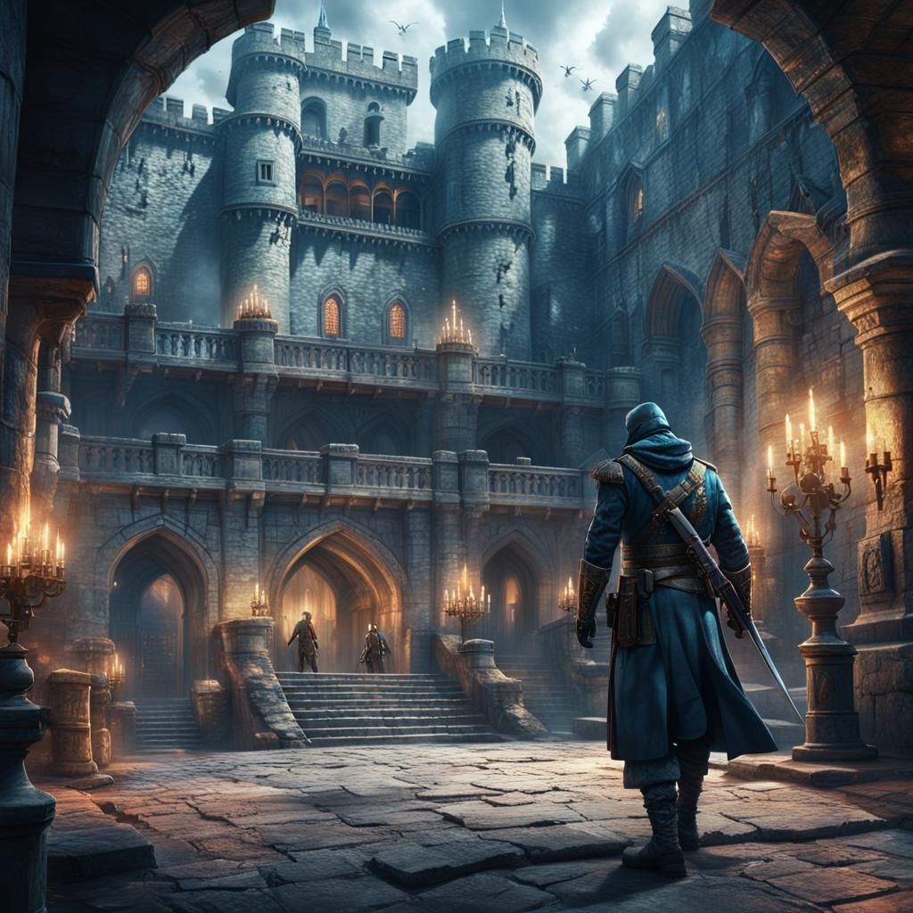 Assassin's Castle Ambush: Epic Digital Matte Painting