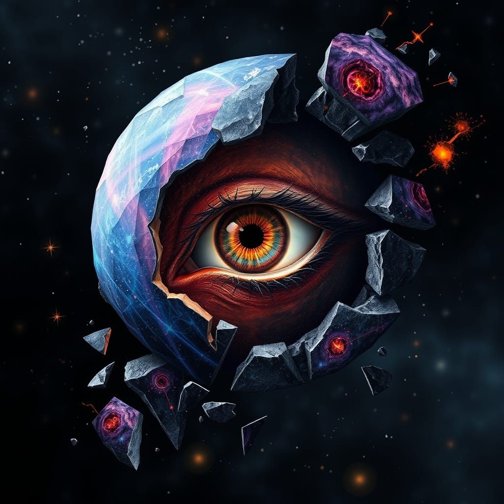 Galactic Eye Amidst Cosmic Shards