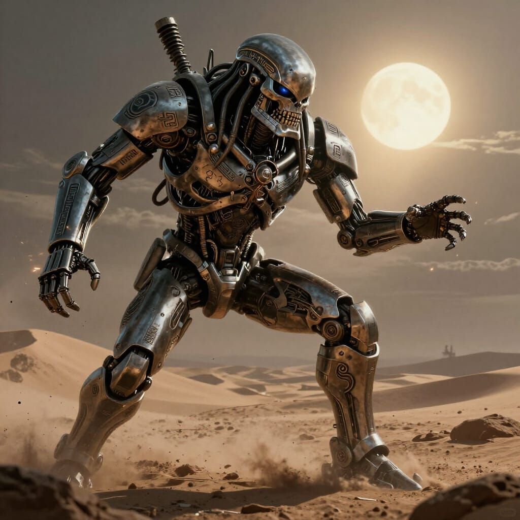 Asgardian Terminator Dragging Through Desert
